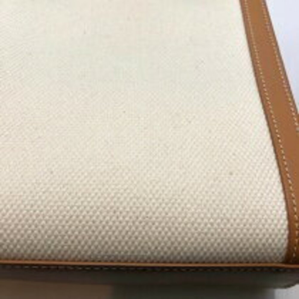 Celine Bag Canvas Tan Partial Shoulder Cabas Calfskin - Picture 9 of 11